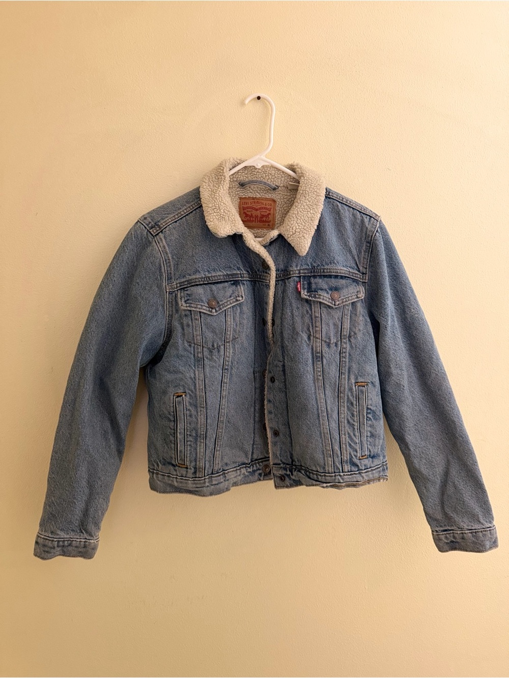 Levi's Light Blue Denim Jacket with Cream Sherpa Collar